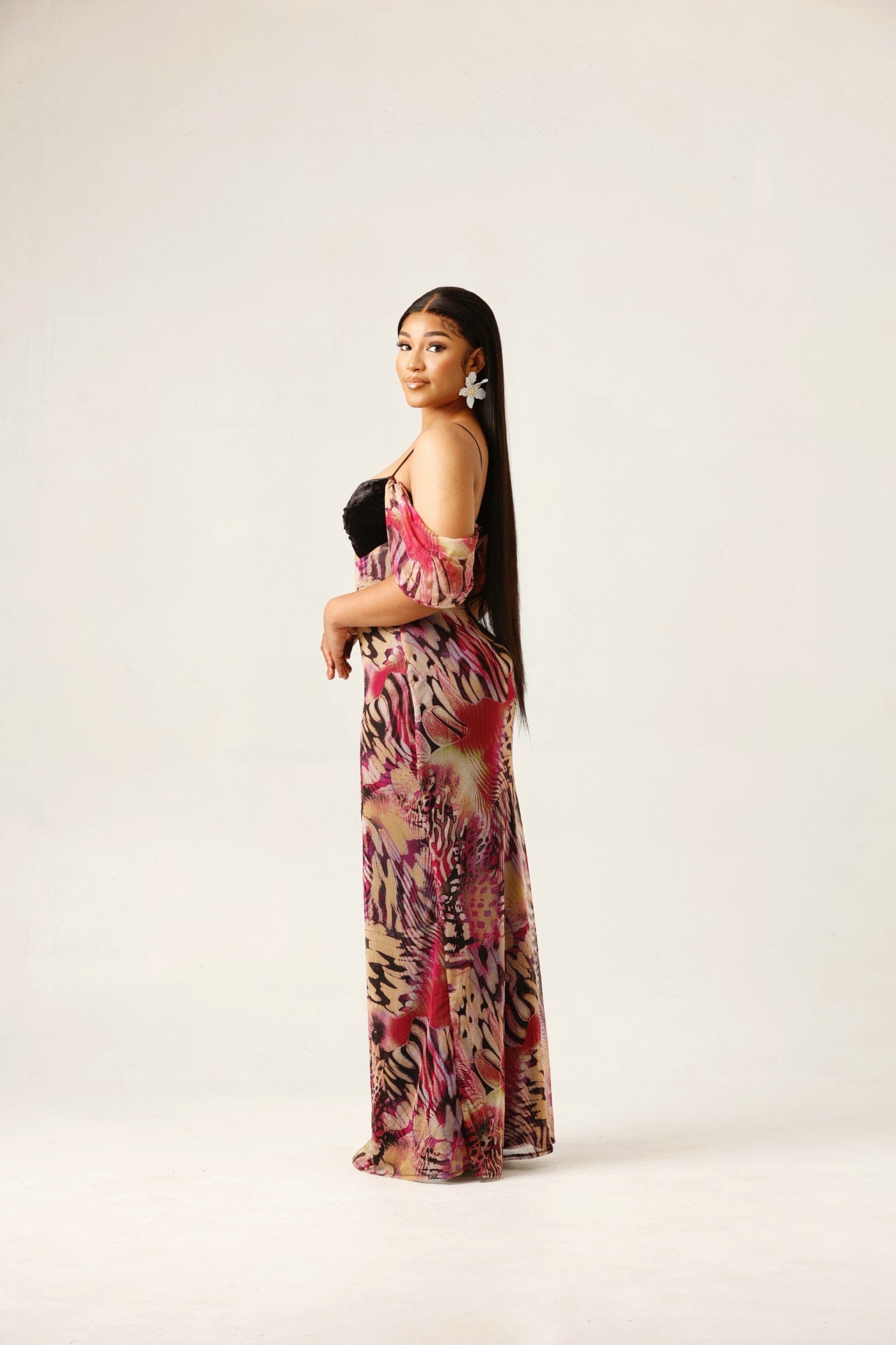 Minerva slip dress (Print & Brown print)