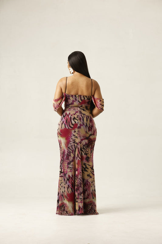 Minerva slip dress (Print & Brown print)