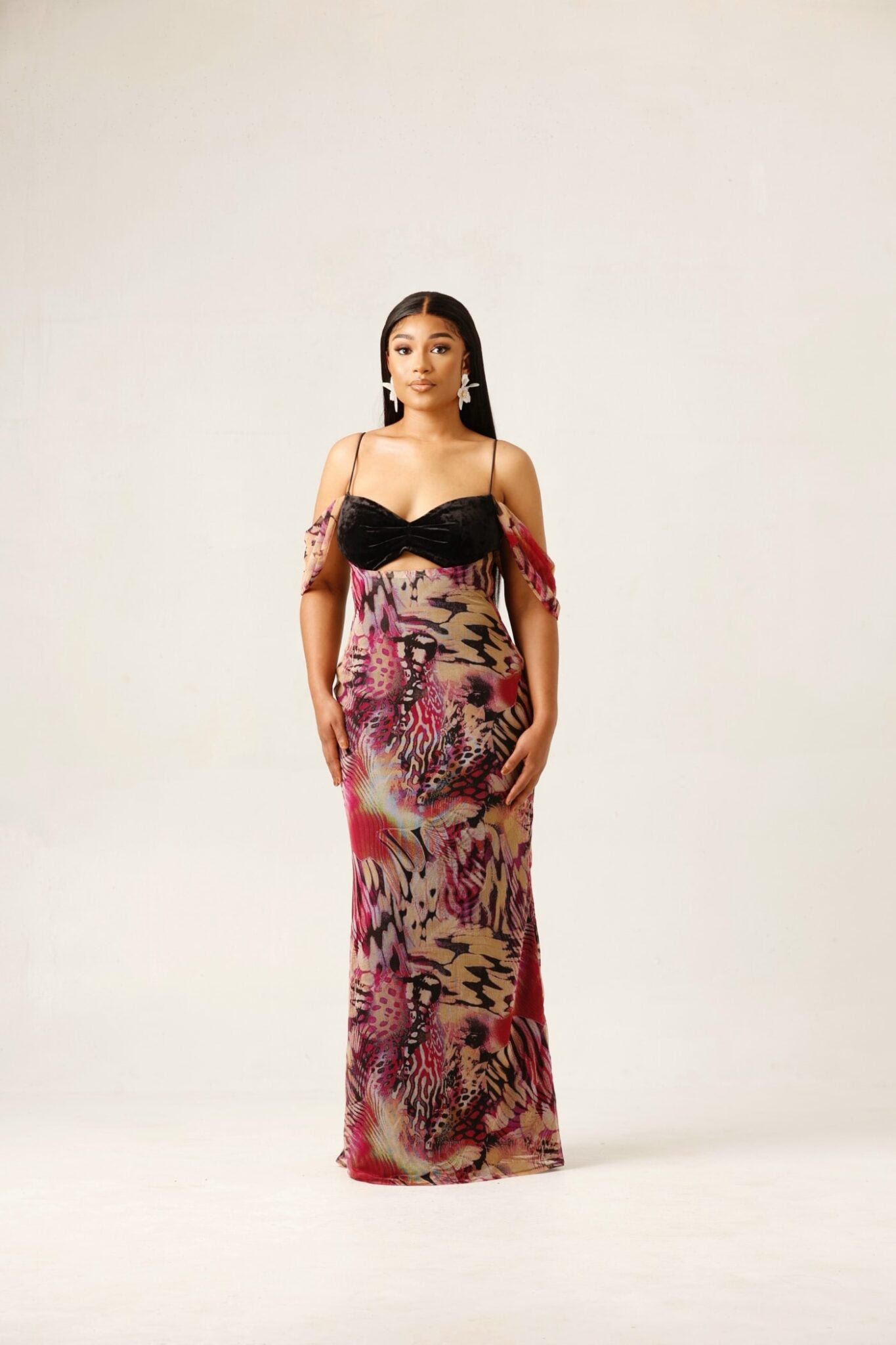 Minerva slip dress (Print & Brown print)
